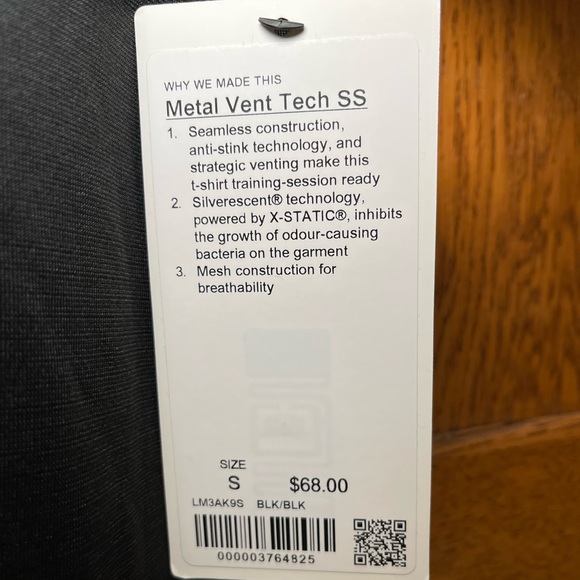 🆕NWT Men’s Lululemon Metal Vent Black Short Sleeve Shirt (small) - Picture 7 of 7
